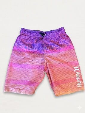 Hurley Purple and Pink Elastic Waist Swim Shorts